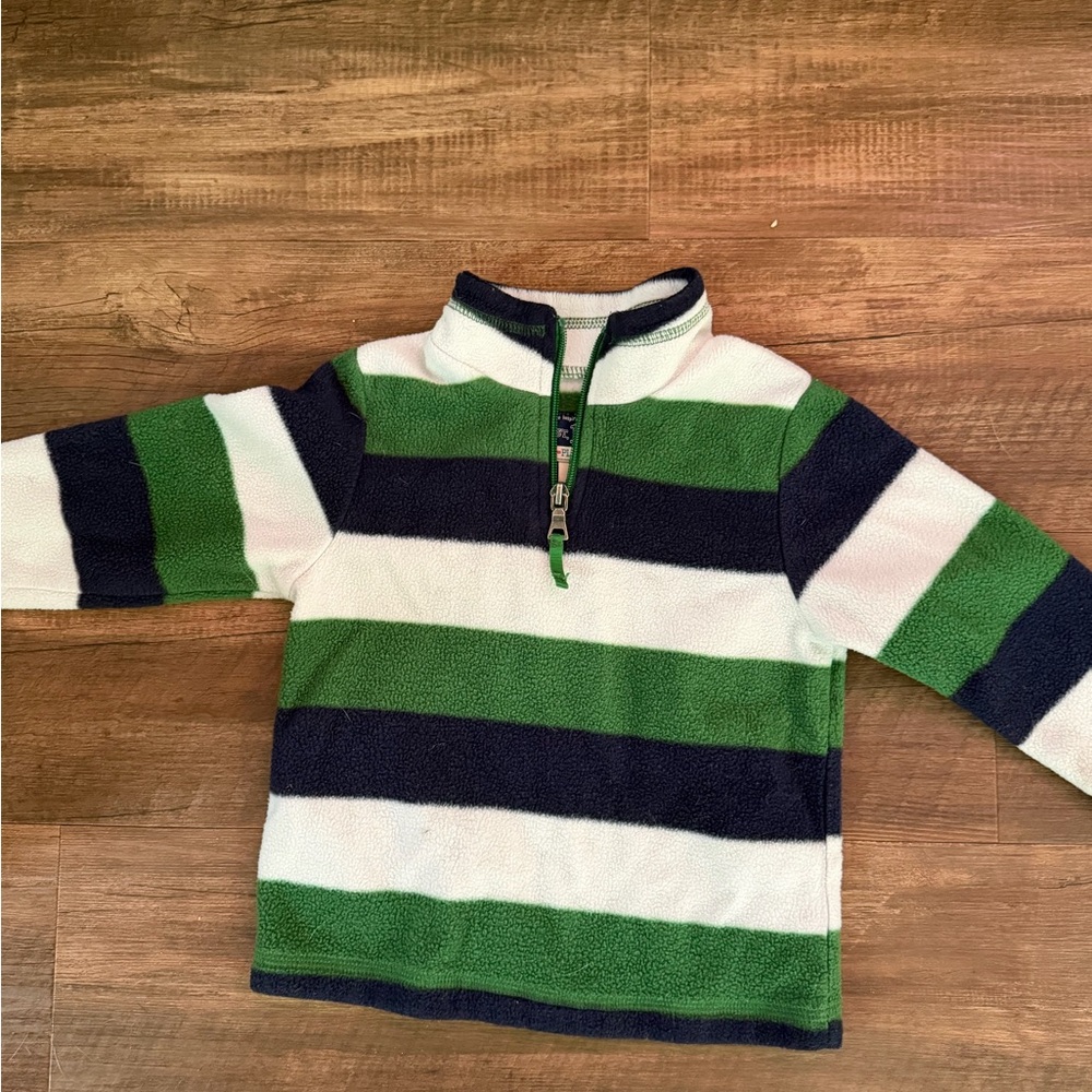 Place Striped Half-Zip Fleece Pullover - Green, Navy & White